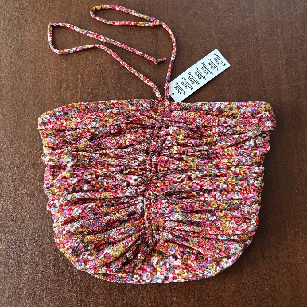 NWT Urban Outfitters Floral Cinched Halter Tube Crop Top Size S - Picture 2 of 10